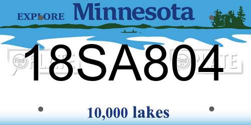 18SA804 Minnesota License Plate