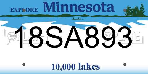 18SA893 Minnesota License Plate