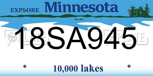 18SA945 Minnesota License Plate