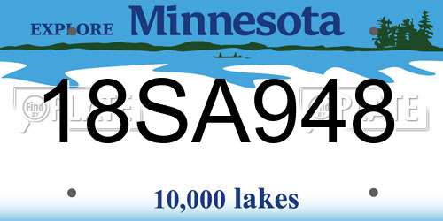 18SA948 Minnesota License Plate