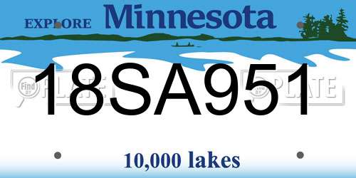 18SA951 Minnesota License Plate