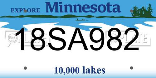 18SA982 Minnesota License Plate
