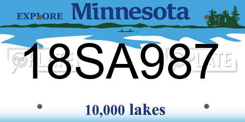 18SA987 Minnesota License Plate
