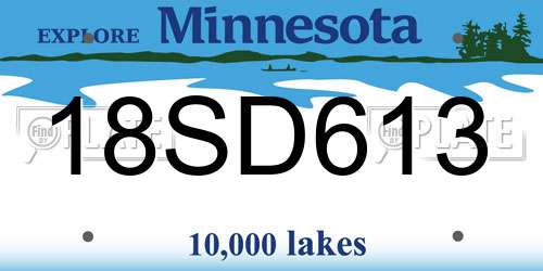 18SD613 Minnesota License Plate