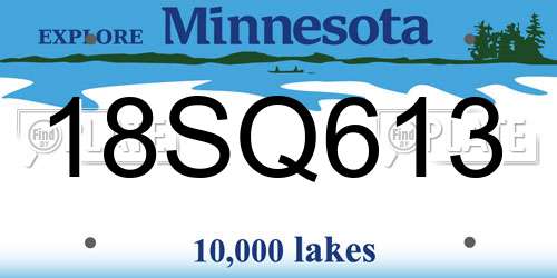 18SQ613 Minnesota License Plate
