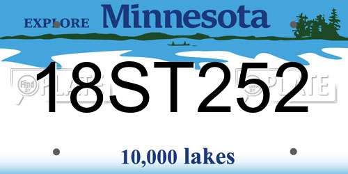 18ST252 Minnesota License Plate