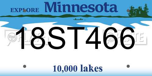 18ST466 Minnesota License Plate