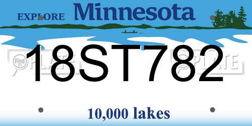 18ST782 Minnesota License Plate