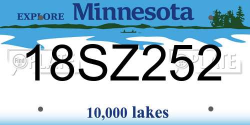18SZ252 Minnesota License Plate