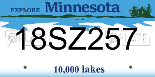 18SZ257 Minnesota License Plate