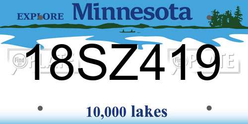 18SZ419 Minnesota License Plate