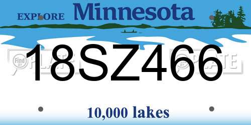 18SZ466 Minnesota License Plate
