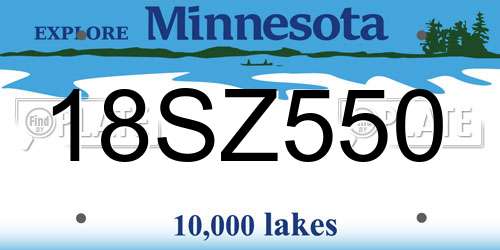 18SZ550 Minnesota License Plate