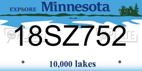 18SZ752 Minnesota License Plate