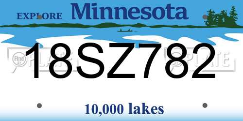 18SZ782 Minnesota License Plate