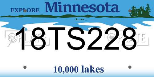 18TS228 Minnesota License Plate