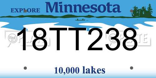 18TT238 Minnesota License Plate