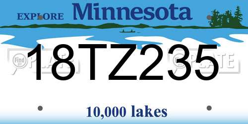 18TZ235 Minnesota License Plate