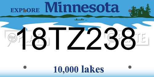 18TZ238 Minnesota License Plate