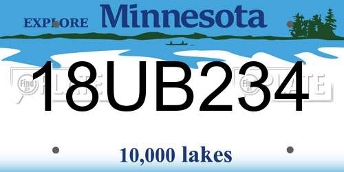 18UB234 Minnesota License Plate