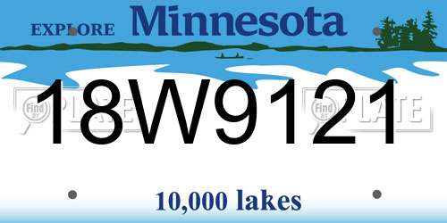 18W9121 Minnesota License Plate
