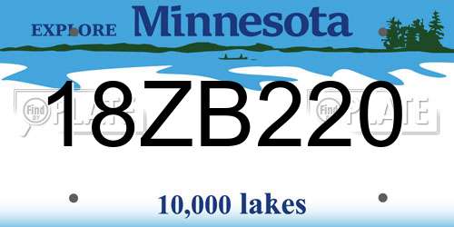 18ZB220 Minnesota License Plate