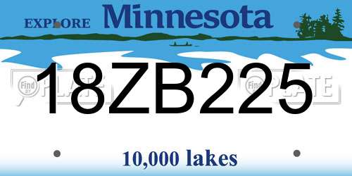 18ZB225 Minnesota License Plate