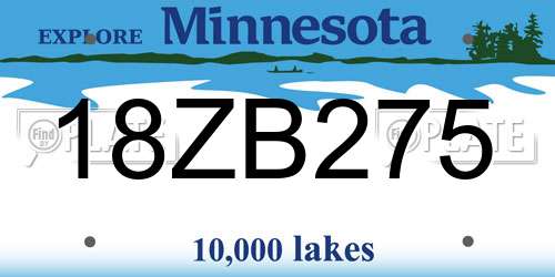 18ZB275 Minnesota License Plate
