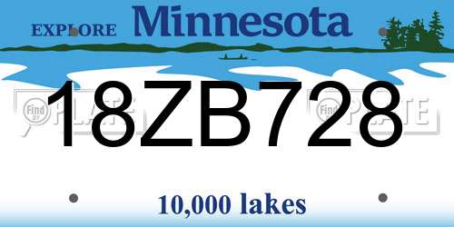 18ZB728 Minnesota License Plate
