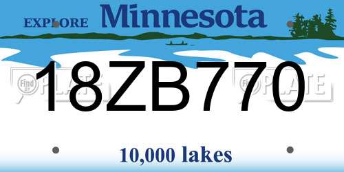 18ZB770 Minnesota License Plate