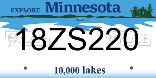 18ZS220 Minnesota License Plate