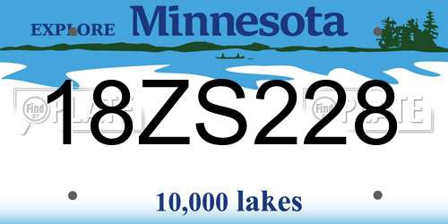 18ZS228 Minnesota License Plate