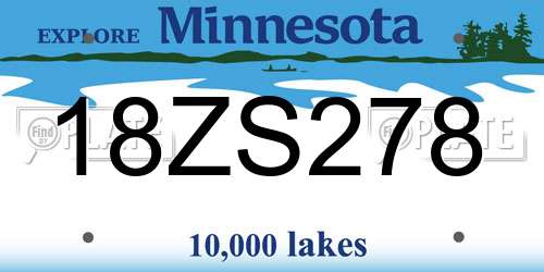 18ZS278 Minnesota License Plate