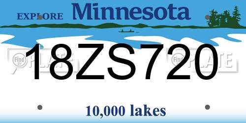 18ZS720 Minnesota License Plate