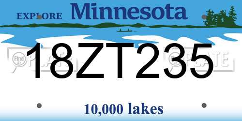 18ZT235 Minnesota License Plate