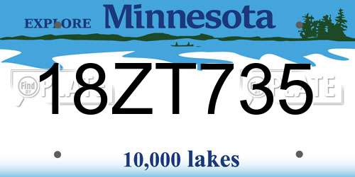 18ZT735 Minnesota License Plate