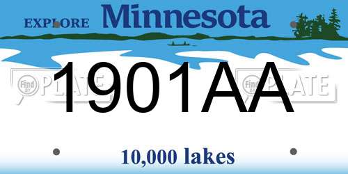 1901AA Minnesota License Plate