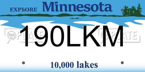 190LKM Minnesota License Plate