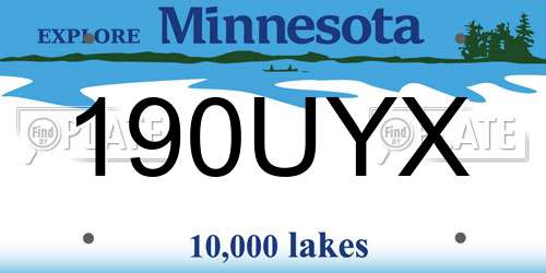 190UYX Minnesota License Plate