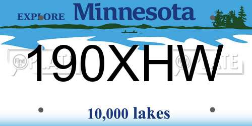 190XHW Minnesota License Plate