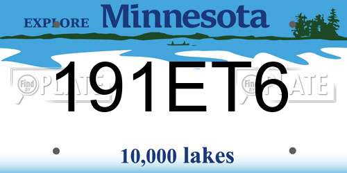 191ET6 Minnesota License Plate