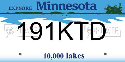 191KTD Minnesota License Plate