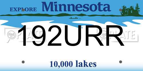 192URR Minnesota License Plate