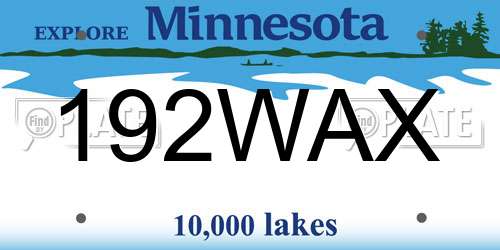 192WAX Minnesota License Plate