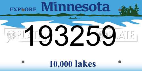 193259 Minnesota License Plate