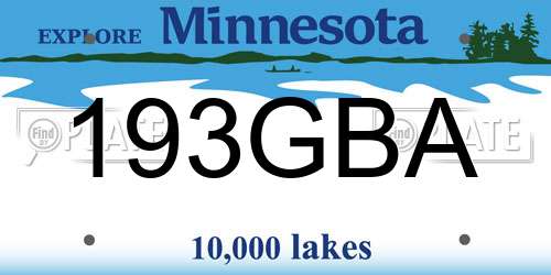 193GBA Minnesota License Plate