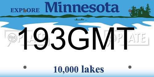 193GMT Minnesota License Plate