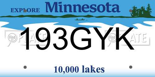 193GYK Minnesota License Plate