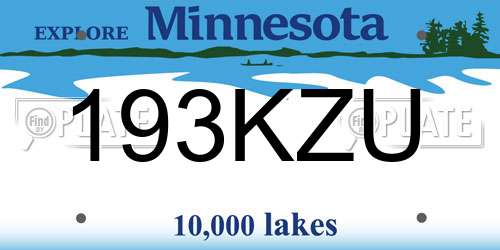 193KZU Minnesota License Plate