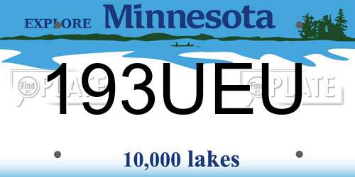 193UEU Minnesota License Plate
